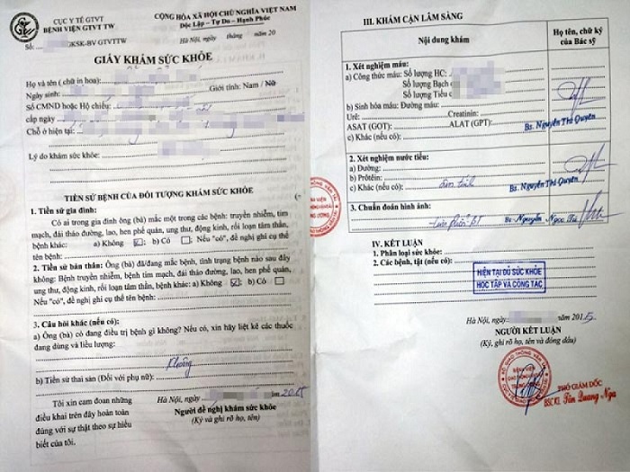 Giấy khám sức khỏe tiếng Nhật là gì 